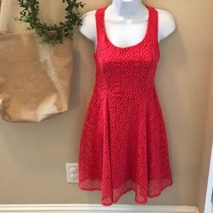 Bright orange red lace dress